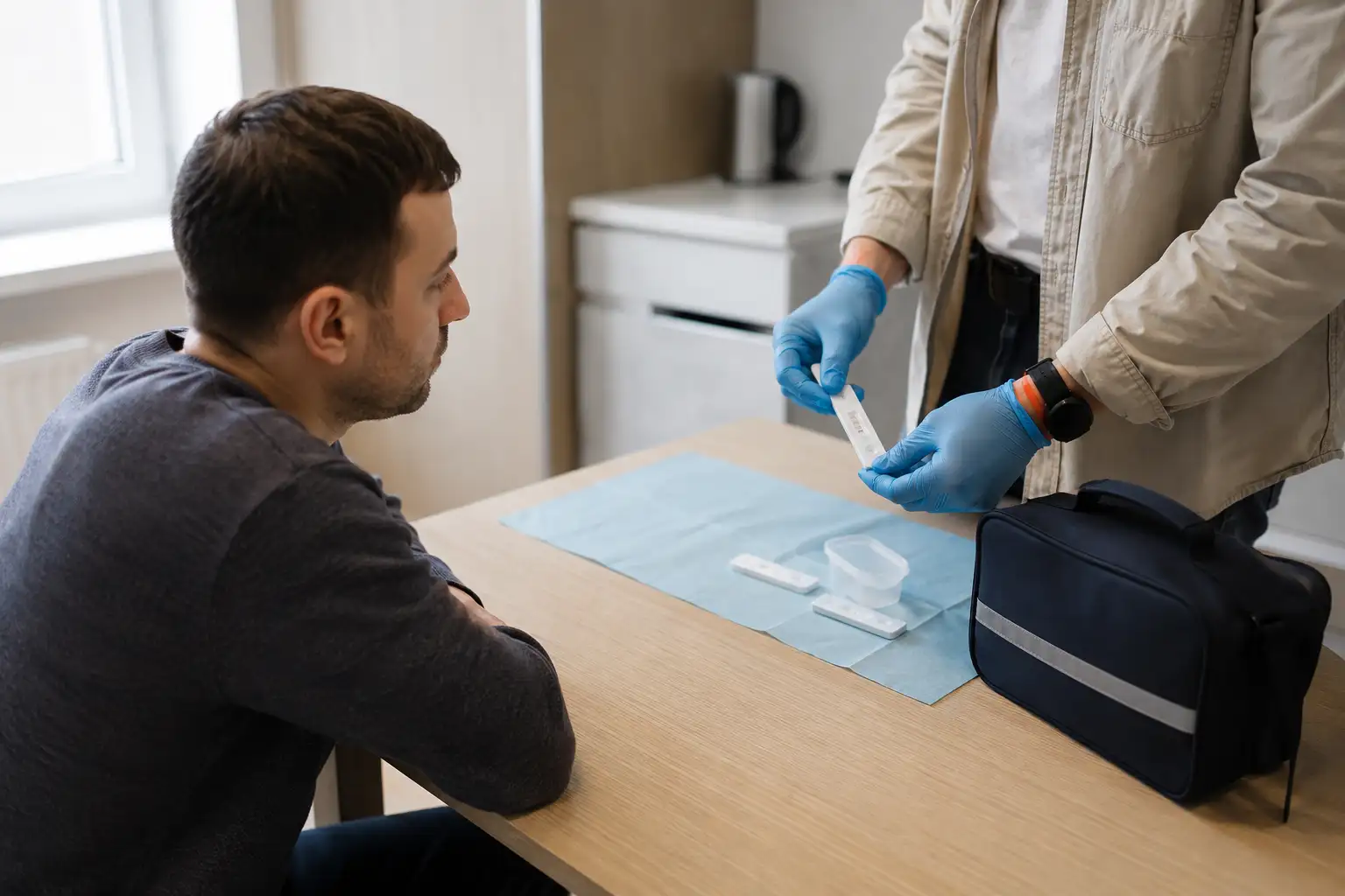 Специалист готовит тест на наркотики